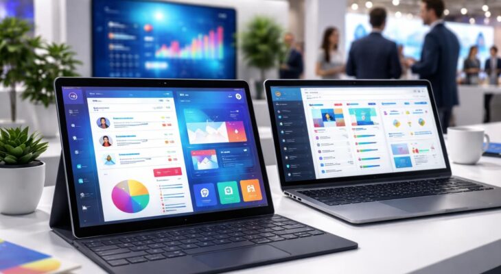 découvrez notre stand salon « full stack » intégrant crm, gestion des emails et création de visuels directement sur une tablette windows, pour une expérience client optimale et interactive.