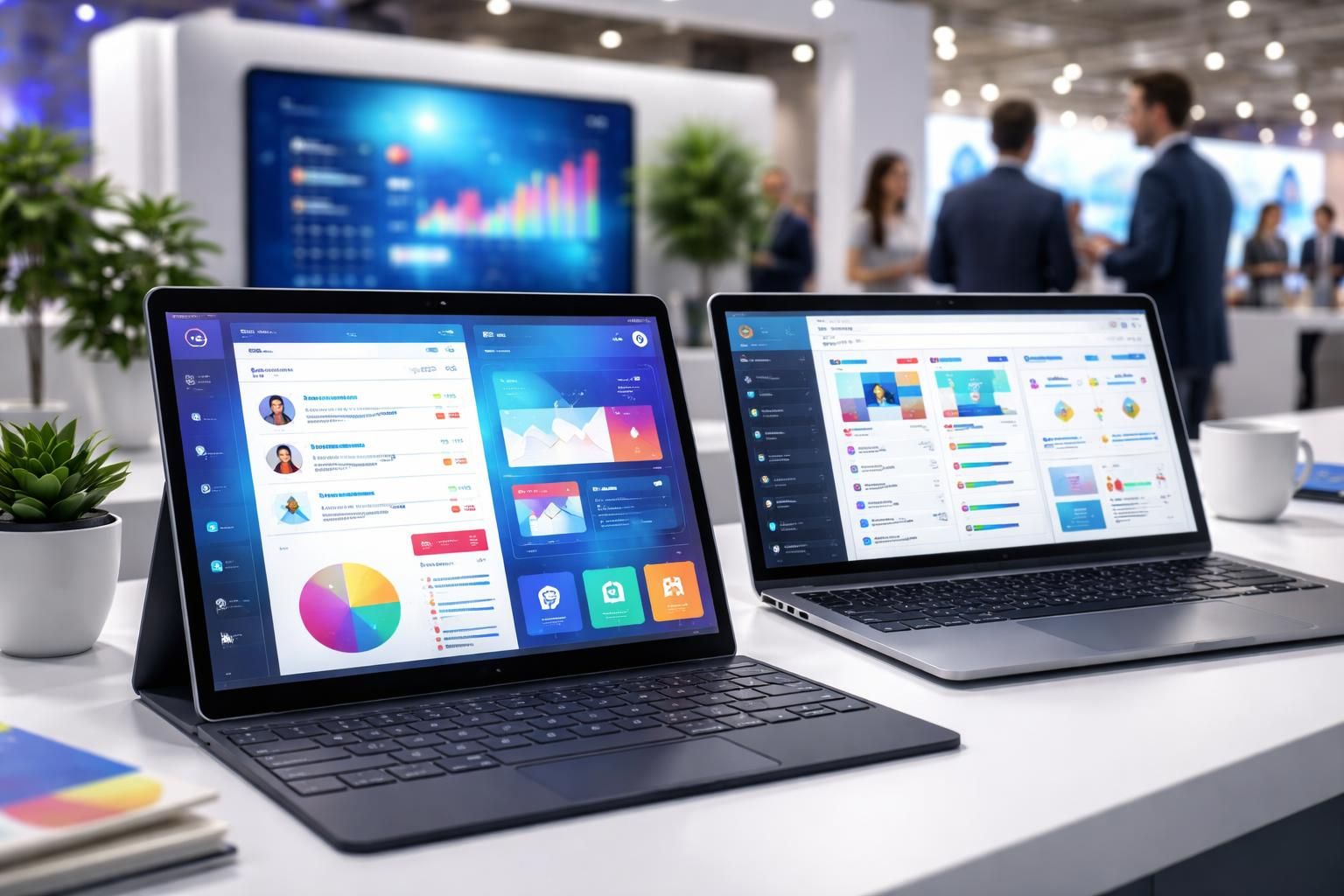 découvrez notre stand salon « full stack » intégrant crm, gestion des emails et création de visuels directement sur une tablette windows, pour une expérience client optimale et interactive.